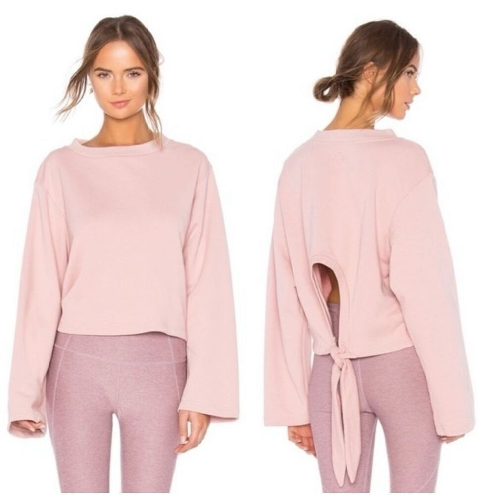 Varley Pink Weymouth Tie-back Cotton Pullover Crewneck Sweatshirt Athletic XS